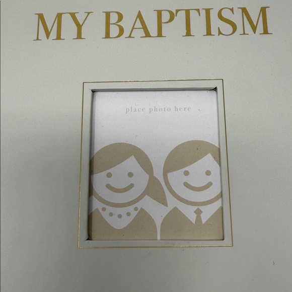 Baptism Journal with Gold Accents, front Cover open for a photo display. Book - Picture 2 of 8
